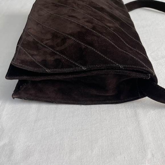 Donna Karan Elegant Brown Suede Shoulder Bag Clutch - Picture 6 of 12